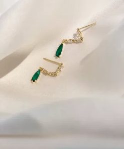 2025 Trendy 925 Sterling Silver Green Jade Water Drop Stud Earrings for Slimming Small Face - Chic INS Style