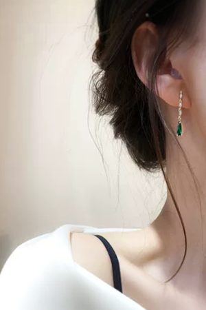 2025 Trendy 925 Sterling Silver Green Jade Water Drop Stud Earrings for Slimming Small Face - Chic INS Style
