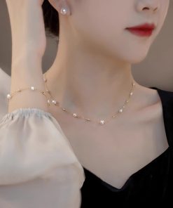 2025 Trendy Starry Sky Pearl Necklace for Women - Exquisite Light Luxury Collarbone Chain, High-End Fashion Jewelry
