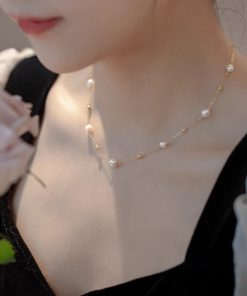 2025 Trendy Starry Sky Pearl Necklace for Women - Exquisite Light Luxury Collarbone Chain, High-End Fashion Jewelry