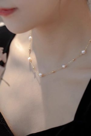 2025 Trendy Starry Sky Pearl Necklace for Women - Exquisite Light Luxury Collarbone Chain, High-End Fashion Jewelry