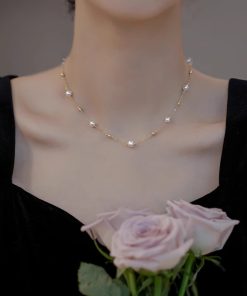 2025 Trendy Starry Sky Pearl Necklace for Women - Exquisite Light Luxury Collarbone Chain, High-End Fashion Jewelry