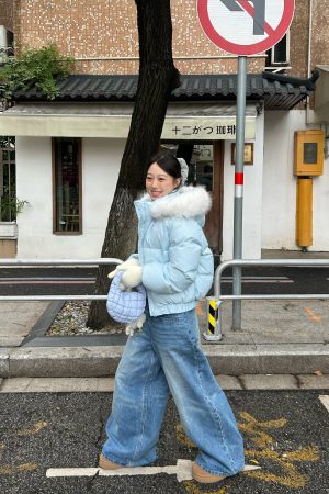 2025 Winter Hooded Fur Collar Down Jacket - Casual Loose Fit Warm Thick Coat for Versatile Style