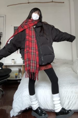2025 Winter Women's A-Line Midi Skirt in Retro Red Checkered Woolen Plaid - Campus Style Vintage 90s Inspired