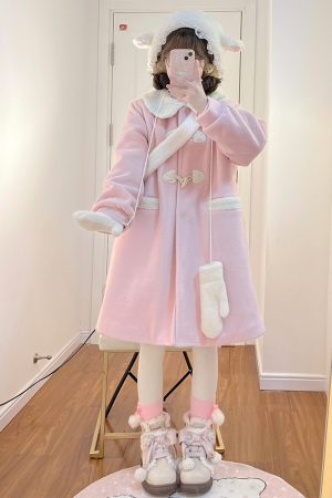 2025 Winter Women's Wool Coat with Doll Collar, Toggle Closure, Large Lapel, Small Size, JK Uniform Style