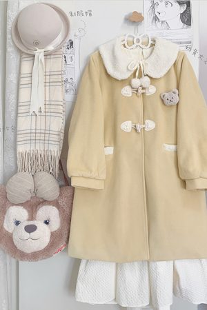 2025 Winter Women's Wool Coat with Doll Collar, Toggle Closure, Large Lapel, Small Size, JK Uniform Style