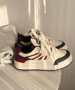 2025 Women's American Vintage Platform Sneakers - Thick-Soled White Shoes, Versatile Niche Design, Y2K Style