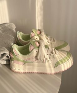 2025 Women's American Vintage Platform Sneakers - Thick-Soled White Shoes, Versatile Niche Design, Y2K Style