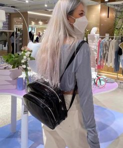2025 Women's Cute Solid Color Black Mini Backpack - Versatile Casual Trendy Bag Inspired by Jennie Style