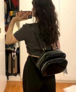 2025 Women's Cute Solid Color Black Mini Backpack - Versatile Casual Trendy Bag Inspired by Jennie Style