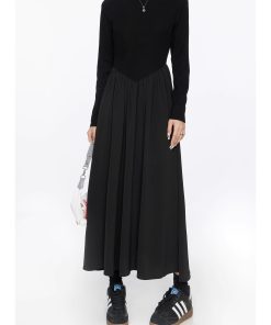 2025 Women's Elegant Black Long Sleeve Dress - French Style Slim-Fit Spring Dress with Waistline - Timeless Little Black Dress