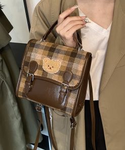 2025 Women's Fashion Plaid Woolen Handbag - Multifunctional Backpack & Shoulder Bag for Spring and Summer