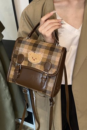 2025 Women's Fashion Plaid Woolen Handbag - Multifunctional Backpack & Shoulder Bag for Spring and Summer