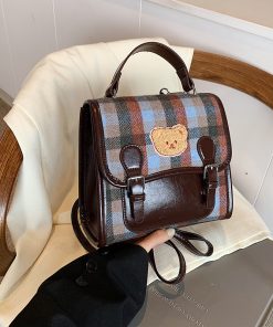 2025 Women's Fashion Plaid Woolen Handbag - Multifunctional Backpack & Shoulder Bag for Spring and Summer