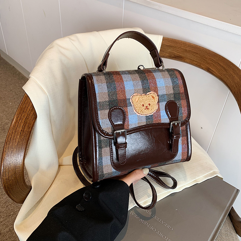 2025 Women's Fashion Plaid Woolen Handbag - Multifunctional Backpack & Shoulder Bag for Spring and Summer 2025 Women's Fashion Plaid Woolen Handbag - Multifunctional Backpack & Shoulder Bag for Spring and Summer