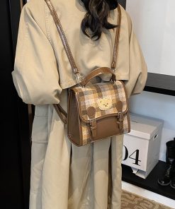 2025 Women's Fashion Plaid Woolen Handbag - Multifunctional Backpack & Shoulder Bag for Spring and Summer