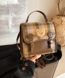 2025 Women's Fashion Plaid Woolen Handbag - Multifunctional Backpack & Shoulder Bag for Spring and Summer