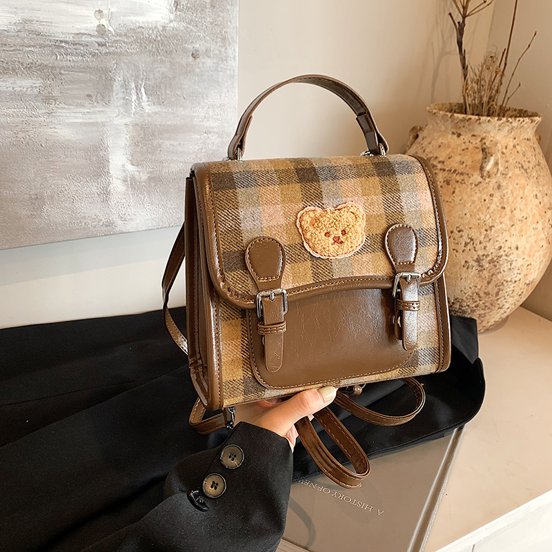 2025 Women's Fashion Plaid Woolen Handbag - Multifunctional Backpack & Shoulder Bag for Spring and Summer 2025 Women's Fashion Plaid Woolen Handbag - Multifunctional Backpack & Shoulder Bag for Spring and Summer