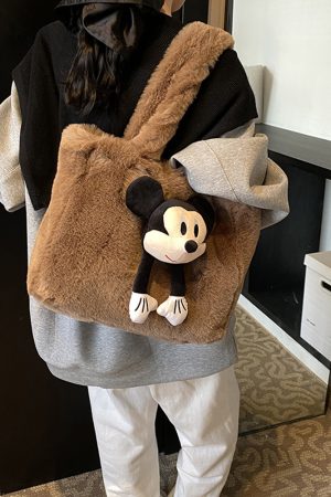 2025 Women's Fluffy Plush Tote Bag - Large Capacity Furry Shoulder Handbag for Spring and Summer Fashion