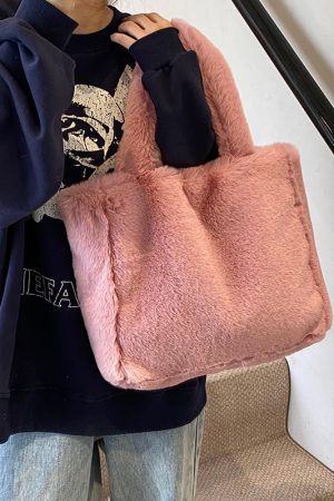 2025 Women's Fluffy Plush Tote Bag - Large Capacity Furry Shoulder Handbag for Spring and Summer Fashion