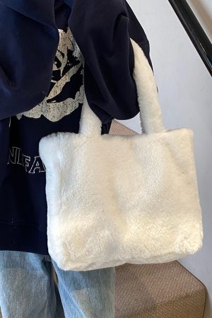 2025 Women's Fluffy Plush Tote Bag - Large Capacity Furry Shoulder Handbag for Spring and Summer Fashion