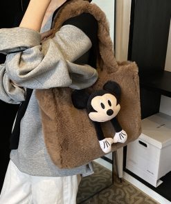 2025 Women's Fluffy Plush Tote Bag - Large Capacity Furry Shoulder Handbag for Spring and Summer Fashion