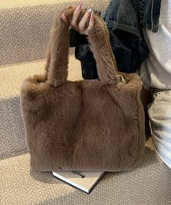 2025 Women's Fluffy Plush Tote Bag - Large Capacity Furry Shoulder Handbag for Spring and Summer Fashion