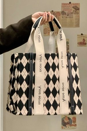 2025 Women's Houndstooth Canvas Briefcase Crossbody Bag - Large Capacity Tote for Commuting, Chic Niche Design