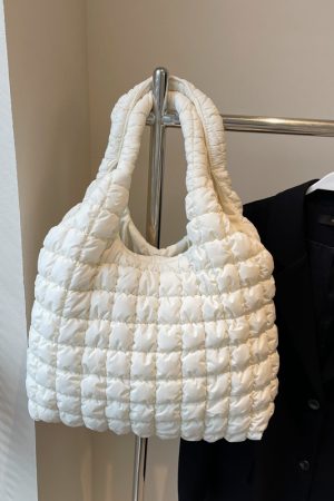 2025 Women's Large Capacity Cotton Tote Bag - Stylish Pleated Shoulder Bag for Spring/Summer, Versatile Commuting Essential