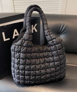 2025 Women's Large Capacity Cotton Tote Bag - Stylish Pleated Shoulder Bag for Spring/Summer, Versatile Commuting Essential