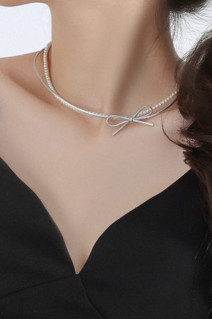 2025 Women's Lightweight Pearl Necklace, Layered Double-Layer Bowknot Clavicle Chain, Elegant Luxury Fashion Jewelry