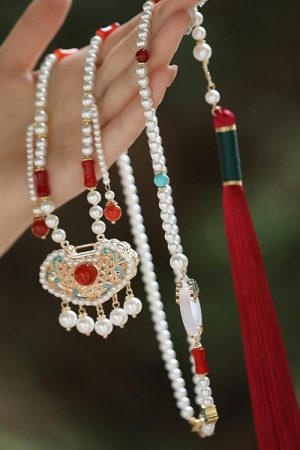 2025 Women's Long Tassel Cloud Necklace with Yingluo Pendant, Ancient Style National Accessories for Bohemian and Vintage Looks