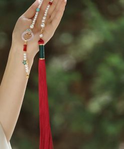 2025 Women's Long Tassel Cloud Necklace with Yingluo Pendant, Ancient Style National Accessories for Bohemian and Vintage Looks