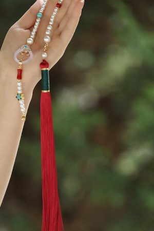 2025 Women's Long Tassel Cloud Necklace with Yingluo Pendant, Ancient Style National Accessories for Bohemian and Vintage Looks