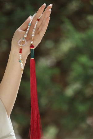 2025 Women's Long Tassel Cloud Necklace with Yingluo Pendant, Ancient Style National Accessories for Bohemian and Vintage Looks