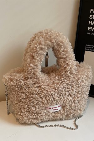 2025 Women's Plush Fur Shoulder Crossbody Bag - Stylish Fluffy Hand-Held Bucket Bag for Spring and Summer