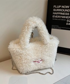 2025 Women's Plush Fur Shoulder Crossbody Bag - Stylish Fluffy Hand-Held Bucket Bag for Spring and Summer