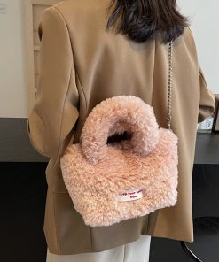 2025 Women's Plush Fur Shoulder Crossbody Bag - Stylish Fluffy Hand-Held Bucket Bag for Spring and Summer