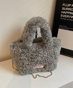 2025 Women's Plush Fur Shoulder Crossbody Bag - Stylish Fluffy Hand-Held Bucket Bag for Spring and Summer