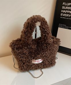 2025 Women's Plush Fur Shoulder Crossbody Bag - Stylish Fluffy Hand-Held Bucket Bag for Spring and Summer