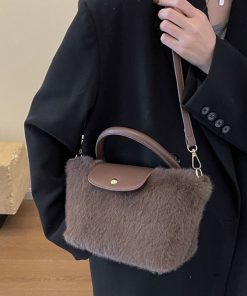 2025 Women's Plush Furry Tote Handbag - Fashionable Spring Summer Crossbody Shoulder Bag