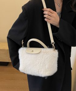 2025 Women's Plush Furry Tote Handbag - Fashionable Spring Summer Crossbody Shoulder Bag