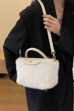 2025 Women's Plush Furry Tote Handbag - Fashionable Spring Summer Crossbody Shoulder Bag