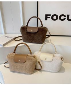 2025 Women's Plush Furry Tote Handbag - Fashionable Spring Summer Crossbody Shoulder Bag