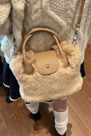 2025 Women's Plush Furry Tote Handbag - Fashionable Spring Summer Crossbody Shoulder Bag