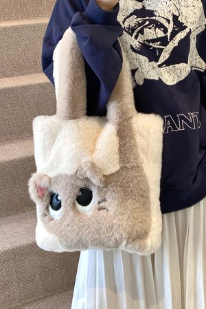 2025 Women's Plush Handbag - Fluffy Furry Tote Bag for Girls, Stylish Hand-Held Shoulder Bag, Perfect for Commuting and Everyday Use