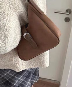 2025 Women's Retro Suede Underarm Bag - Trendy Korean Style Tote, Large Capacity Crossbody for Autumn and Winter