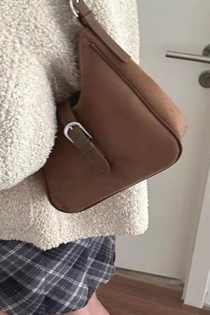 2025 Women's Retro Suede Underarm Bag - Trendy Korean Style Tote, Large Capacity Crossbody for Autumn and Winter
