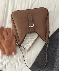 2025 Women's Retro Suede Underarm Bag - Trendy Korean Style Tote, Large Capacity Crossbody for Autumn and Winter