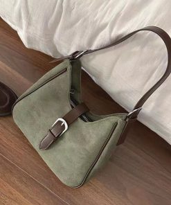 2025 Women's Retro Suede Underarm Bag - Trendy Korean Style Tote, Large Capacity Crossbody for Autumn and Winter